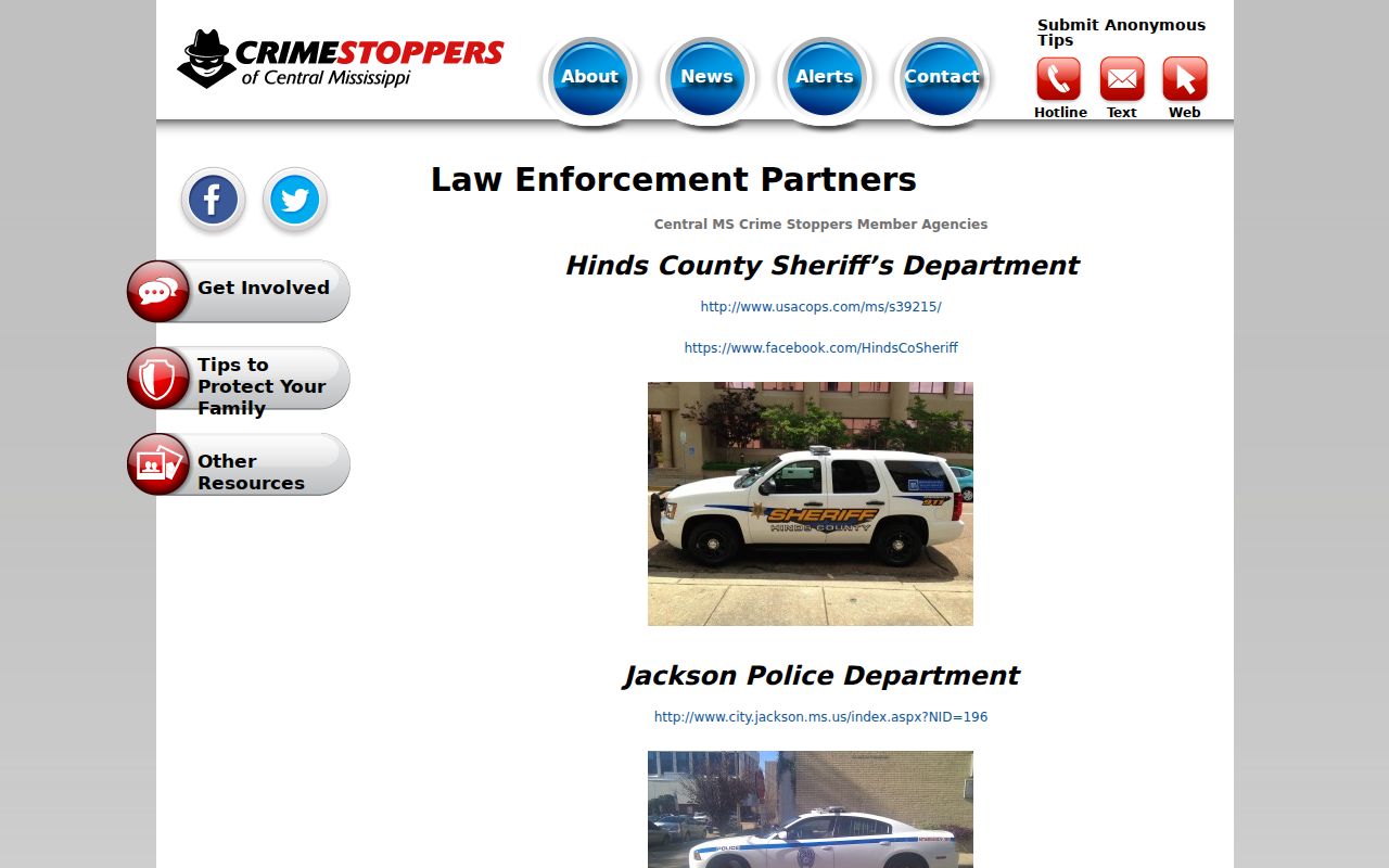 Central Mississippi Crime Stoppers partner agency page covering Attala County warrant tips